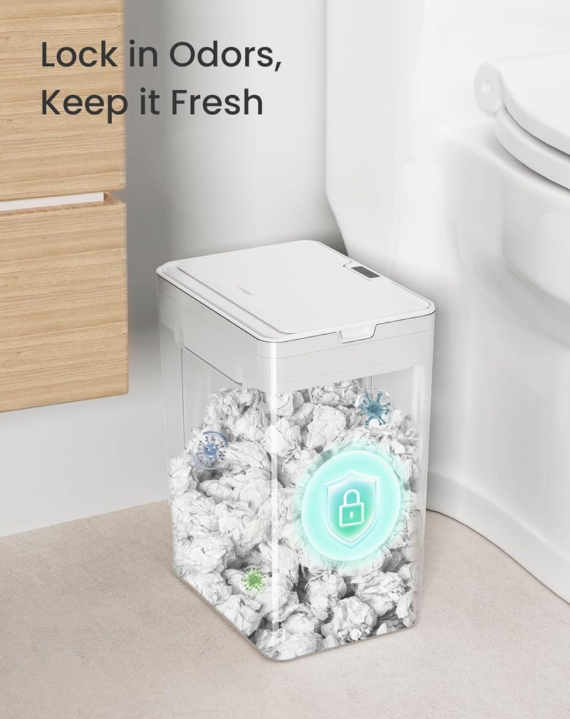 Cesun 4 Gallon Bathroom Trash Can with Lid, Small Automatic Trash Can, Touchless Motion Sensor Garbage Can, White Plastic Waste Basket for Bathroom, Bedroom, Toilet, Office, Rv - Image 5